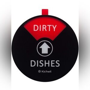 Kichwit Clean Dirty Dishwasher Magnet Sign – 4 Inch Round, Black